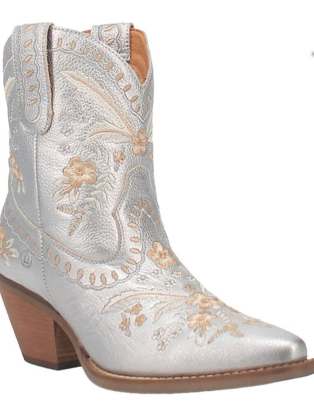 Women Dingo Primrose Floral Embroidered Metallic Pull On  Booties sz 9,5